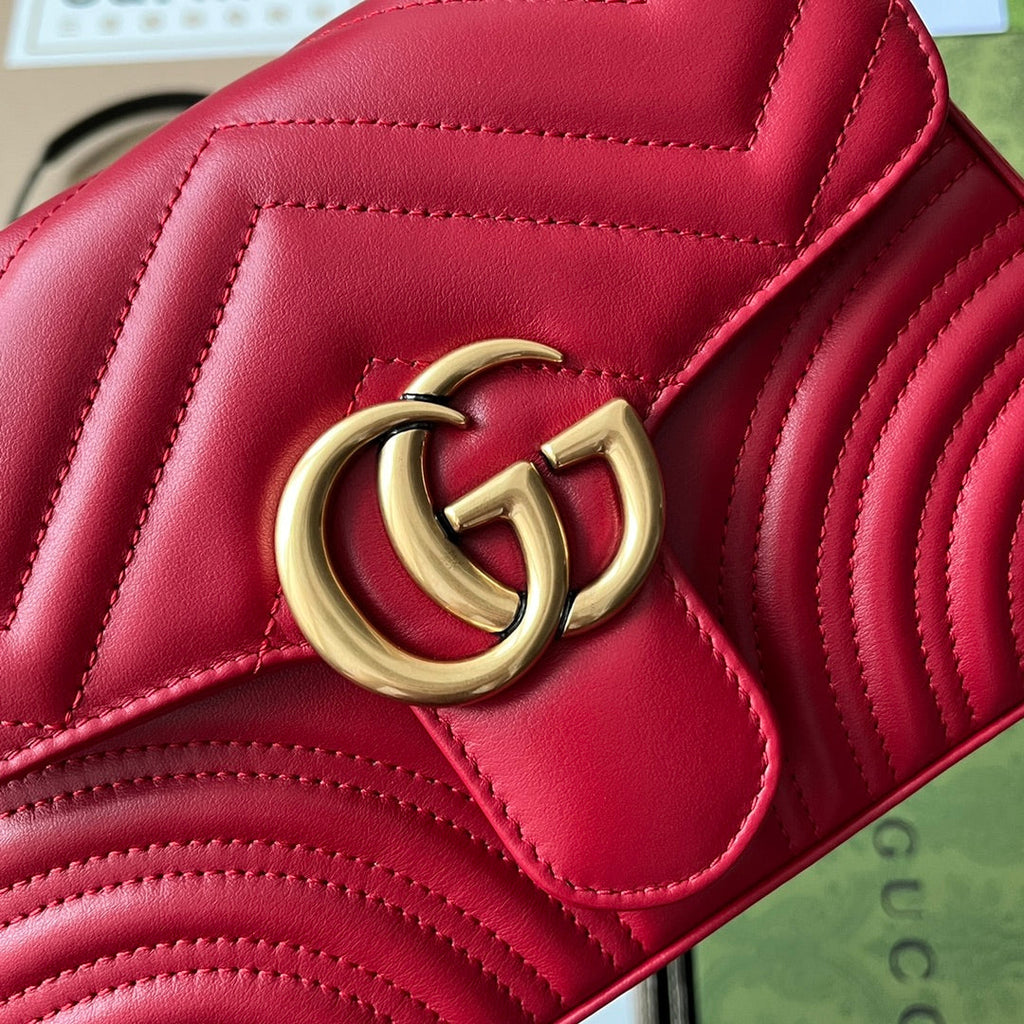 gg Marmont Mini Top Handle Bag Red For Women, Women’s Bags 8.3in/21cm gg ‎