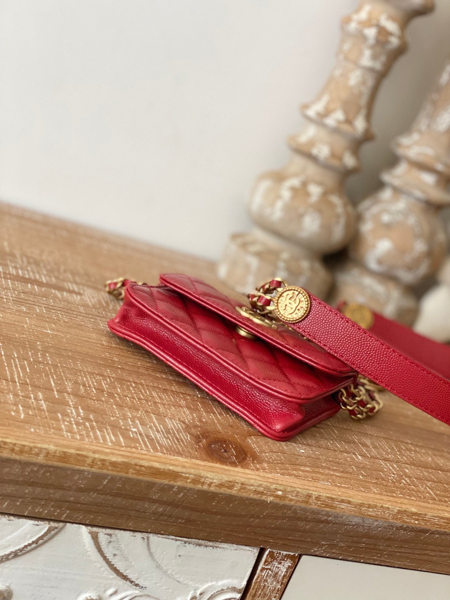 CHL Clutch With Chain Red For Women, Women’s Bags 4.8in/12.3cm