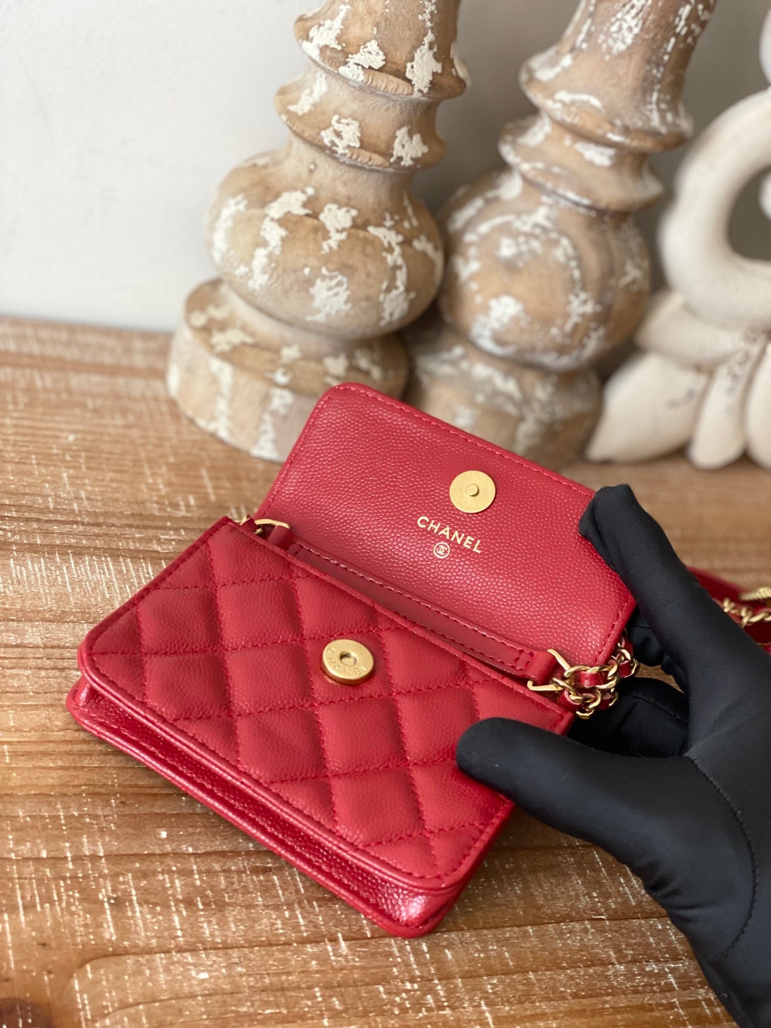 CHL Clutch With Chain Red For Women, Women’s Bags 4.8in/12.3cm