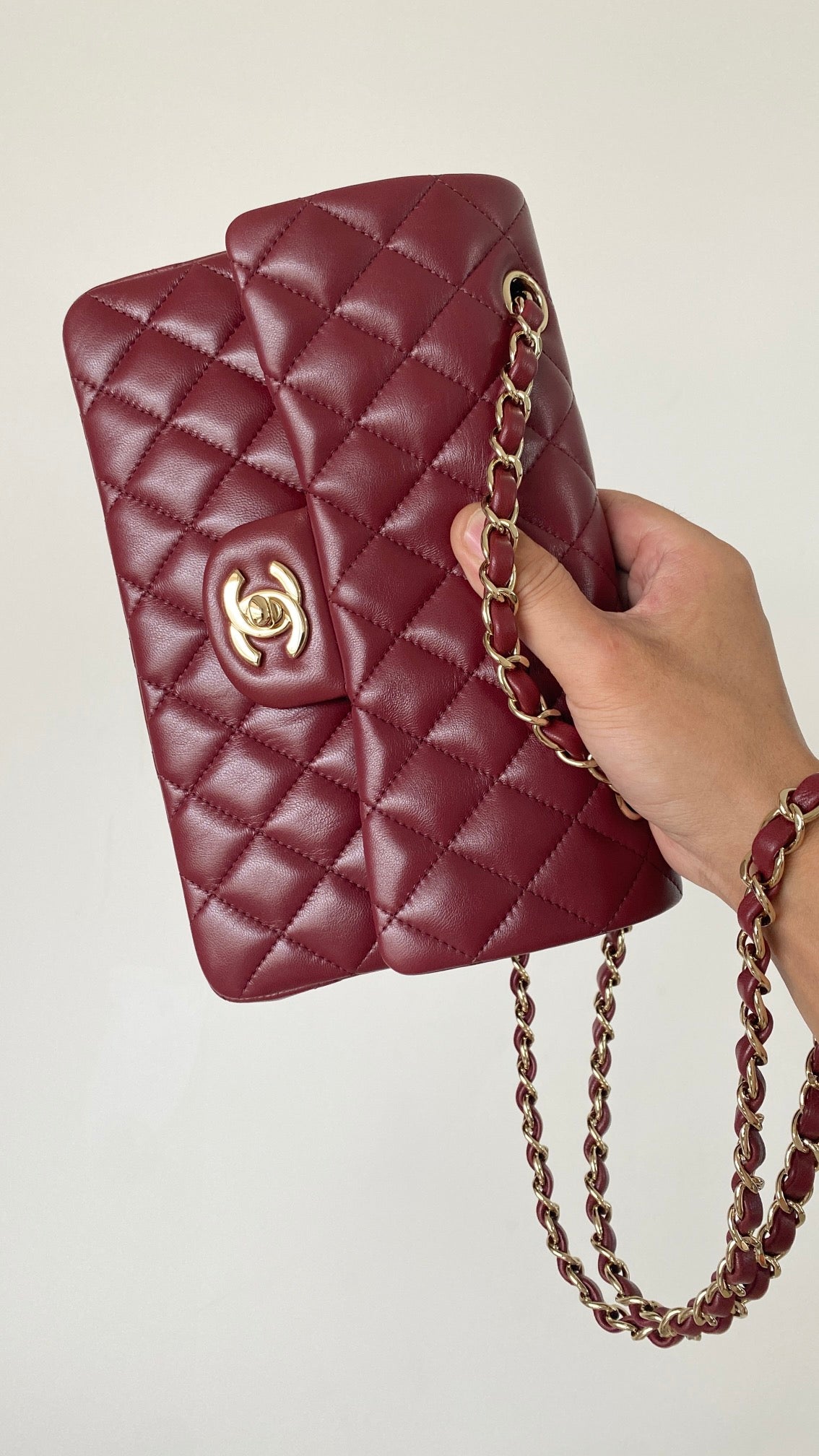 CHLSmall Classic Handbag Dark Red For Women, Women’s Bags 9.1in/23cm