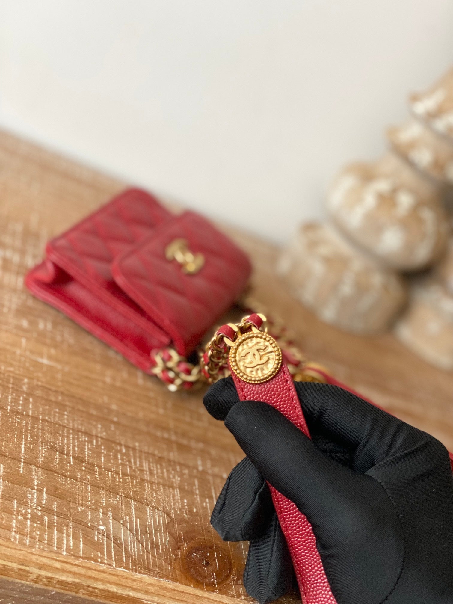 CHL Clutch With Chain Red For Women, Women’s Bags 4.8in/12.3cm