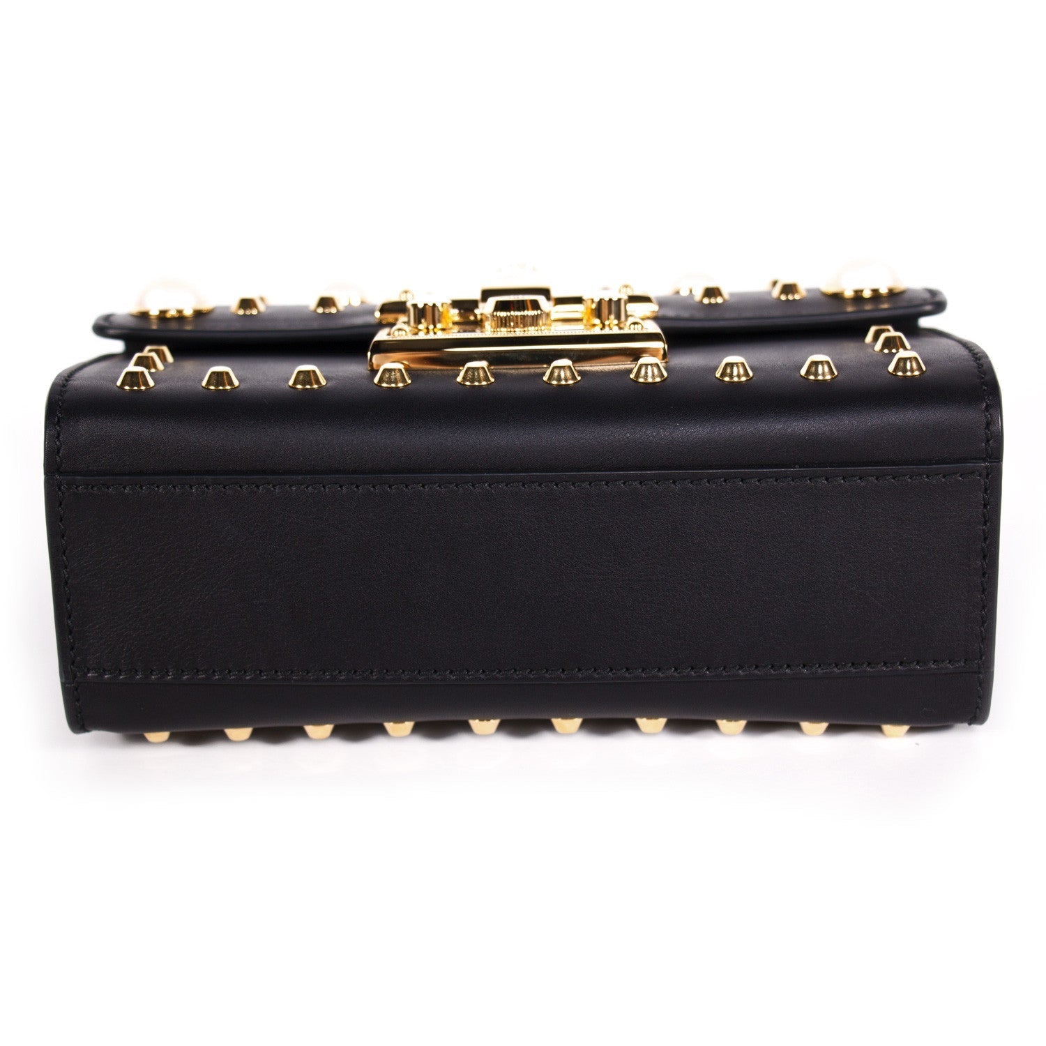 Gucci Padlock Studded Leather Shoulder Bag