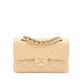 Chanel Beige Clair Quilted Caviar Small Classic Double Flap Gold Hardware, 2021