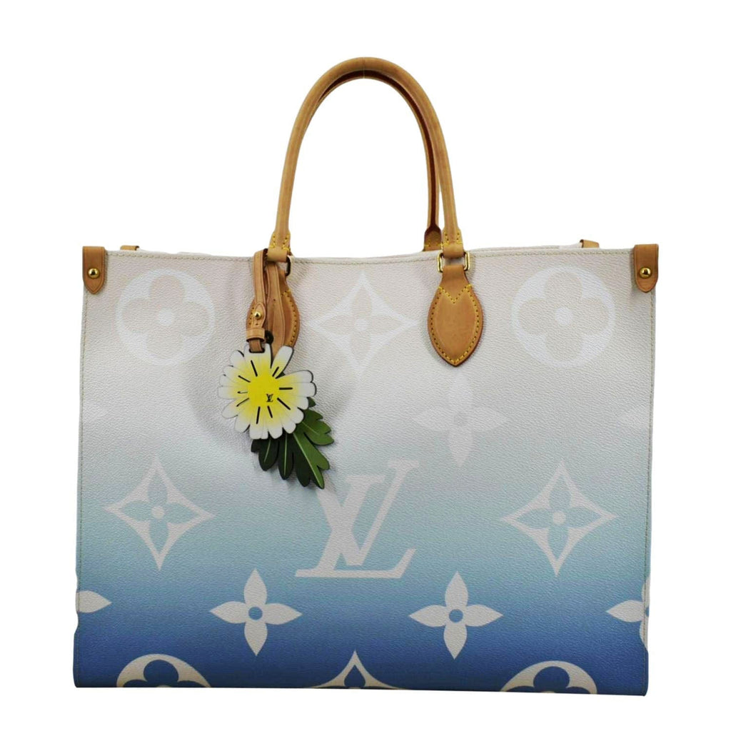 LOUIS VUITTON Pool Onthego GM Monogram Canvas Shoulder Bag Light Blue