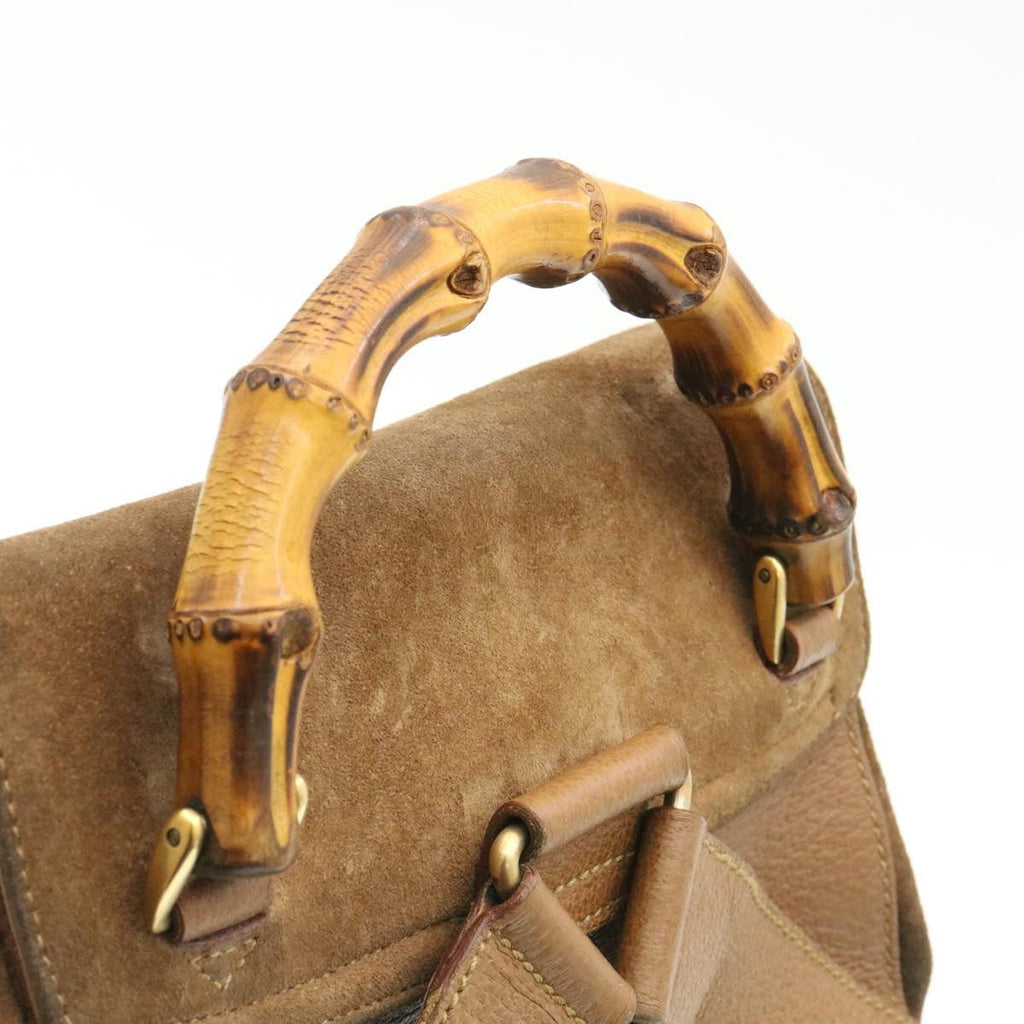GUCCI Bamboo Backpack Suede Brown ds086