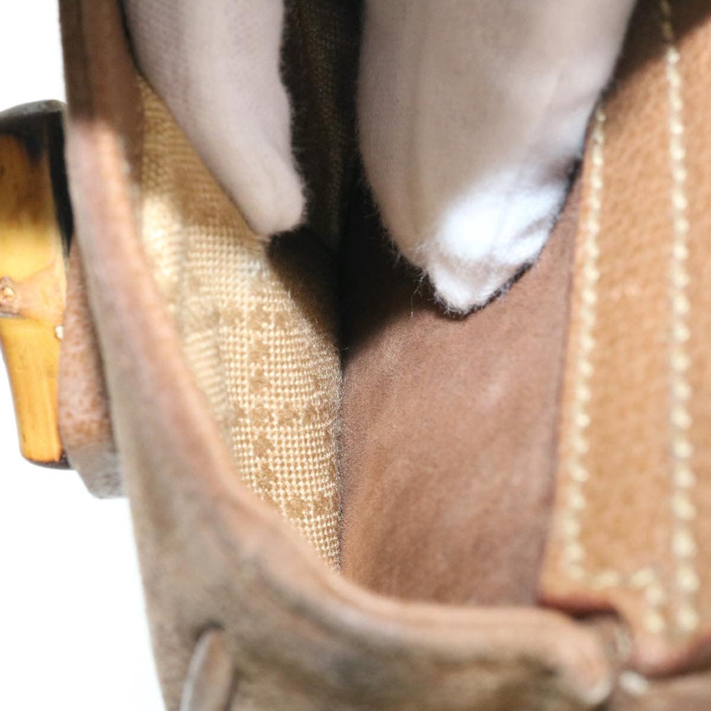 GUCCI Bamboo Backpack Suede Brown ds086
