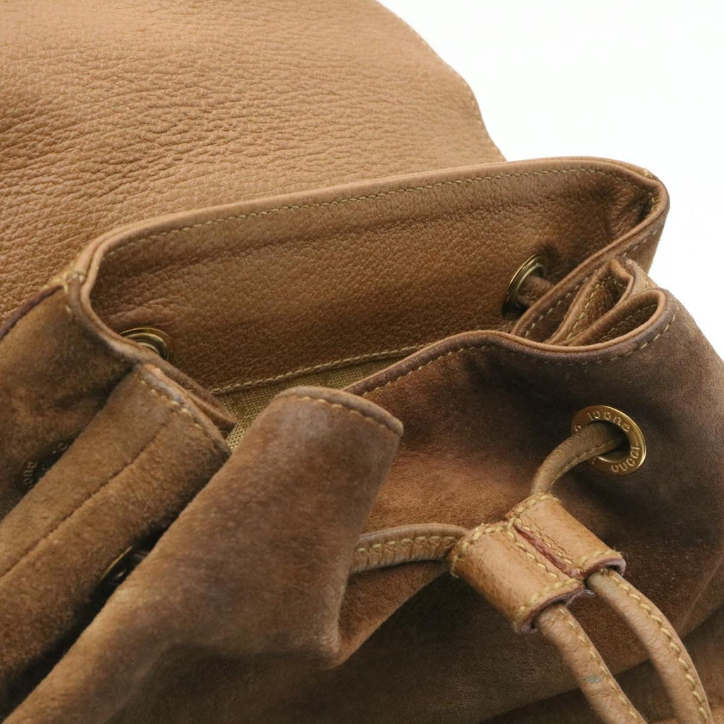 GUCCI Bamboo Backpack Suede Brown ds086