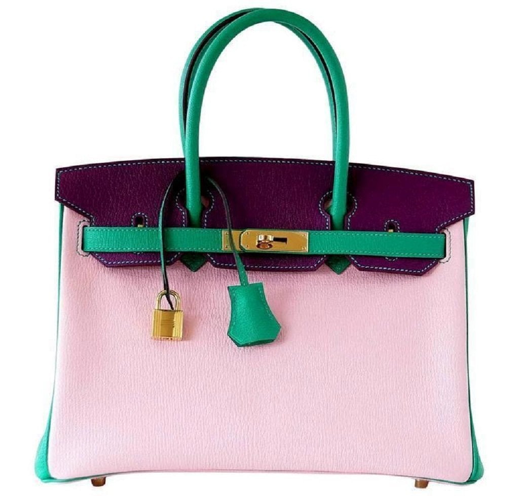 HermÃƒÆ’Ã‚Â¨s Birkin 30 Tri-Color Chevre Horseshoe Bag GHW