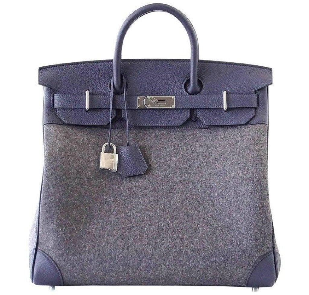 HermÃƒÆ’Ã‚Â¨s Birkin 40 HAC Gris Wool Blue Togo PHW Bag