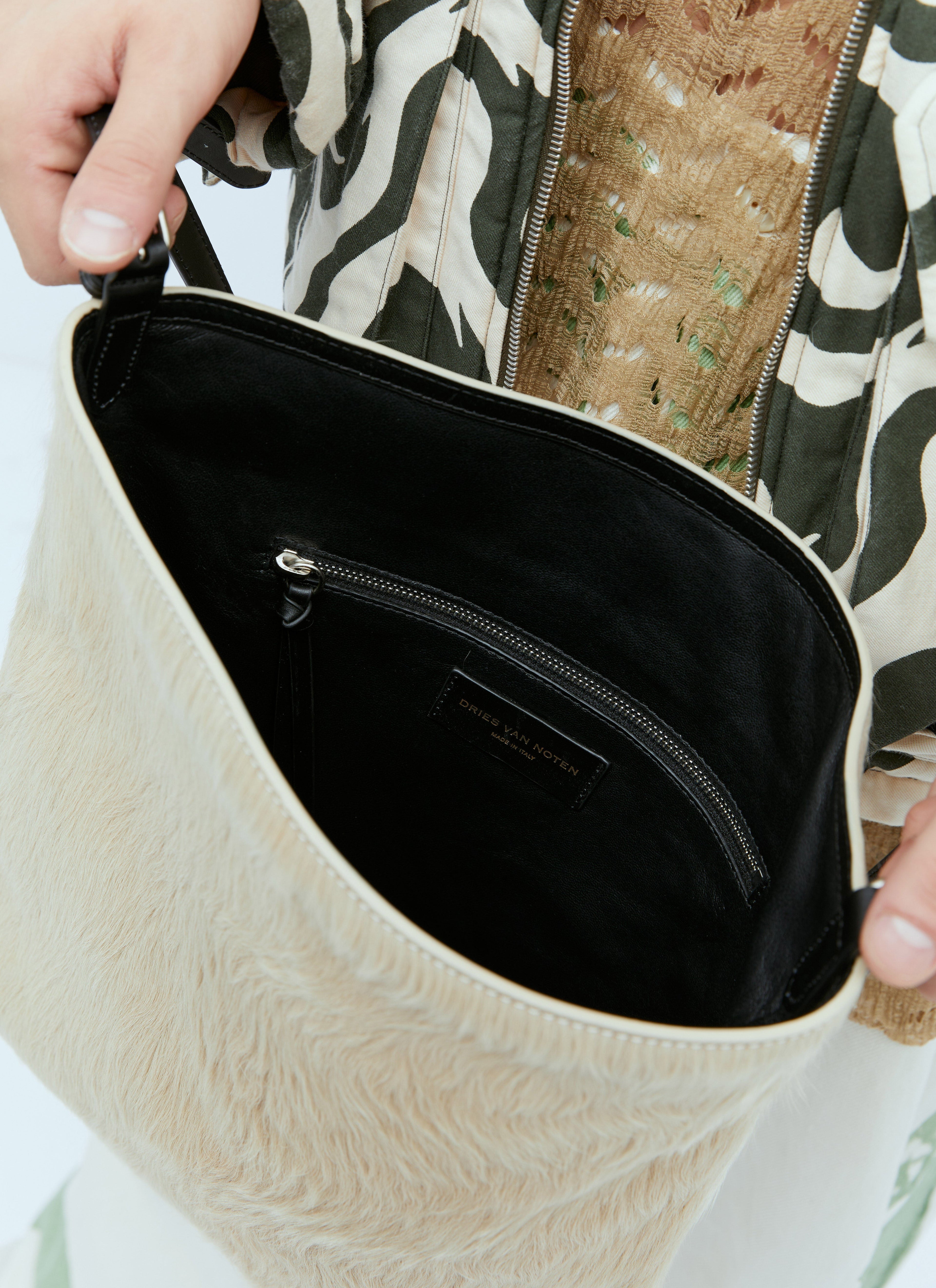 Dries Van Noten Men Leather-Trimmed Hair Tote Bag