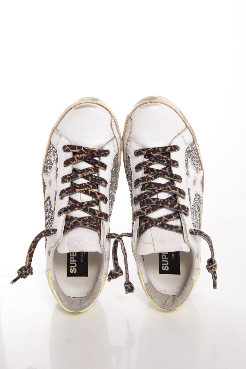 Golden Goose White & Yellow Sneakers SZ 39