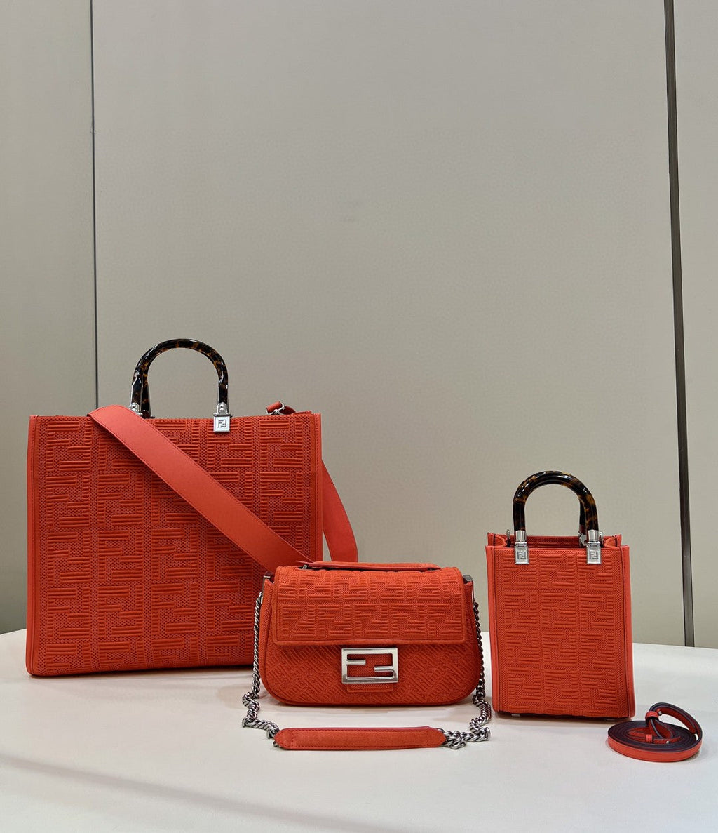 FI Baguette Chain MiGLAMI Red FF Fabric Bag For Woman 14.5cm/6in 8BR793AHW5F1F2I
