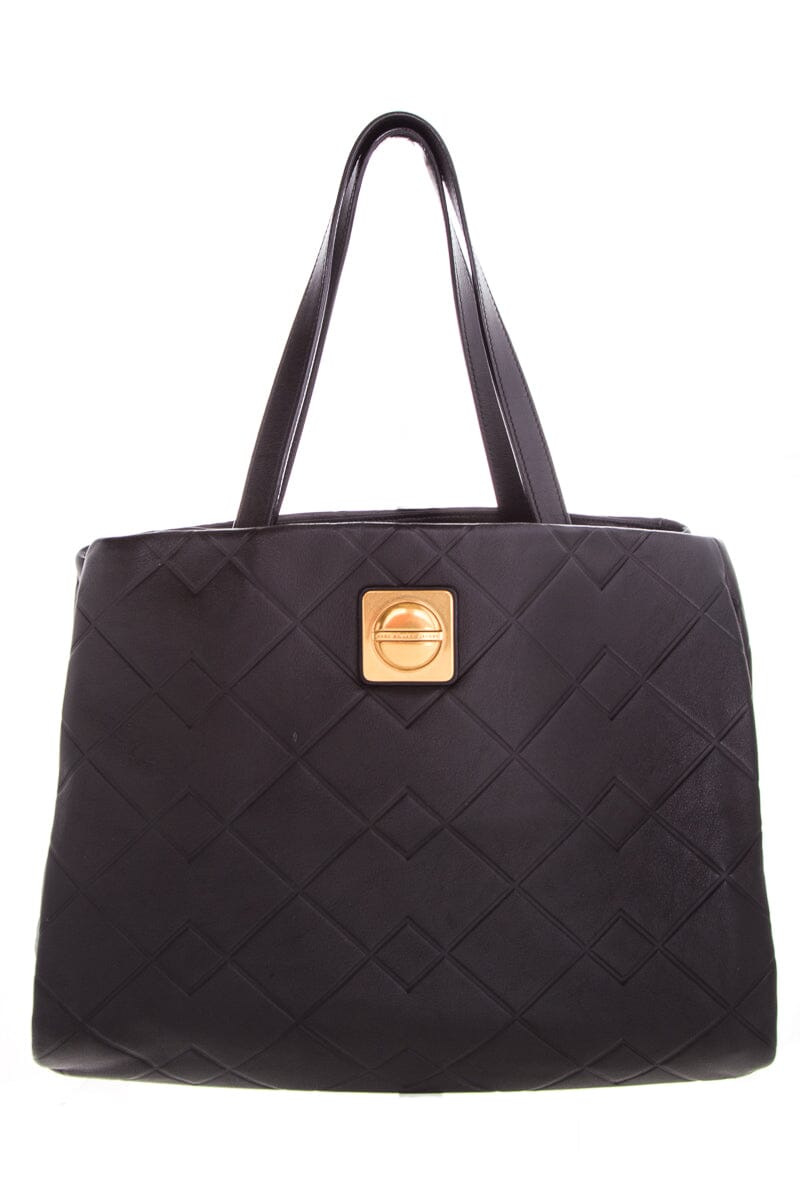 Marc by Marc Jacobs Black Detailed Leather Logo Placket Tote