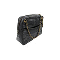 Chanel 80s Black Shiny Alligator Camera Shoulder Bag