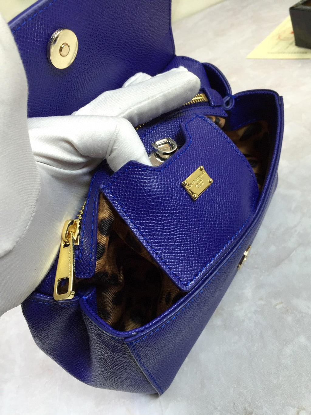 GLAMI MeGLAMIum Sicily Handbag In Dauphine Dark Blue For Women 10.2in/26cm GLAMI