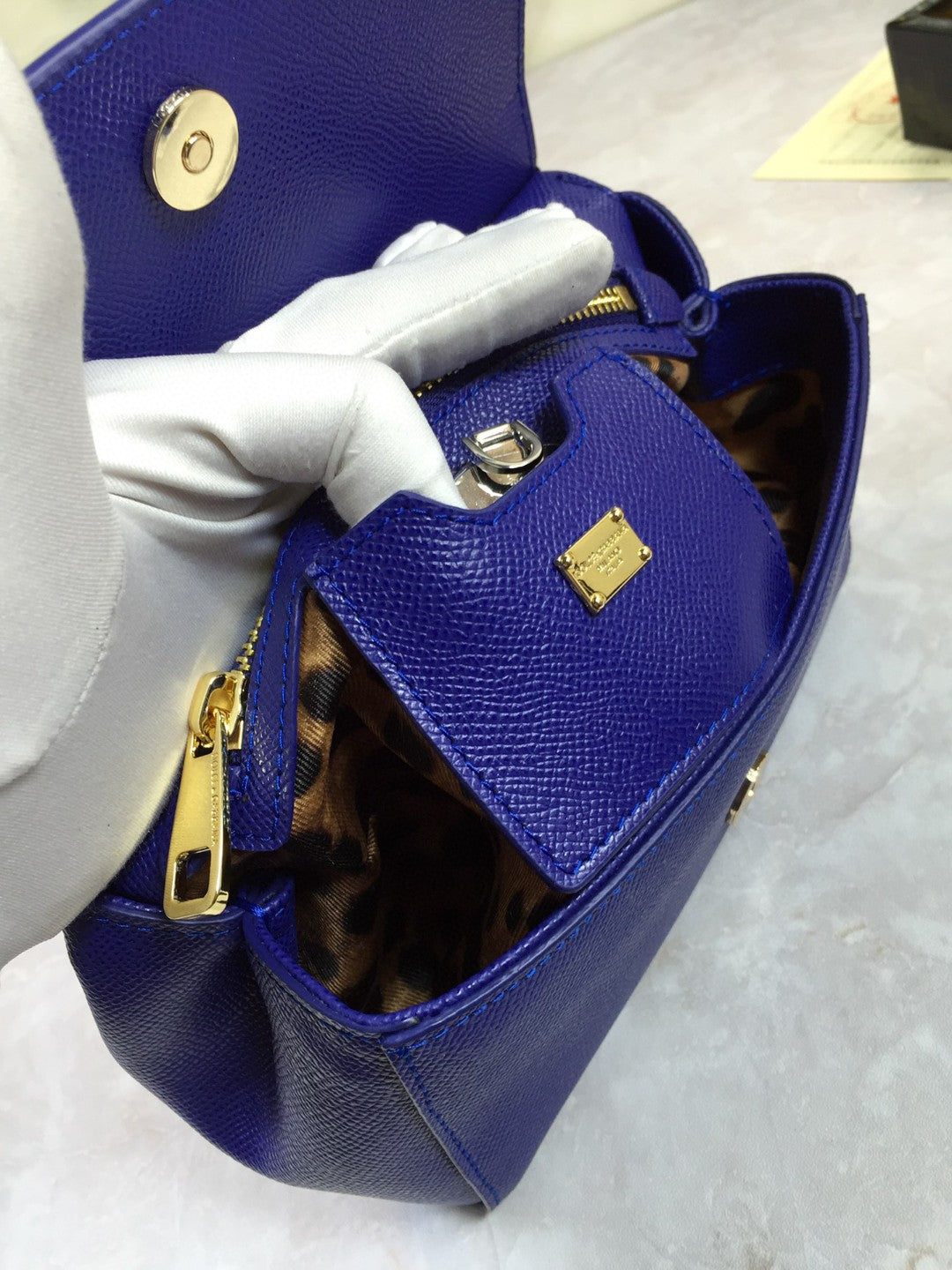GLAMI MeGLAMIum Sicily Handbag In Dauphine Dark Blue For Women 10.2in/26cm GLAMI
