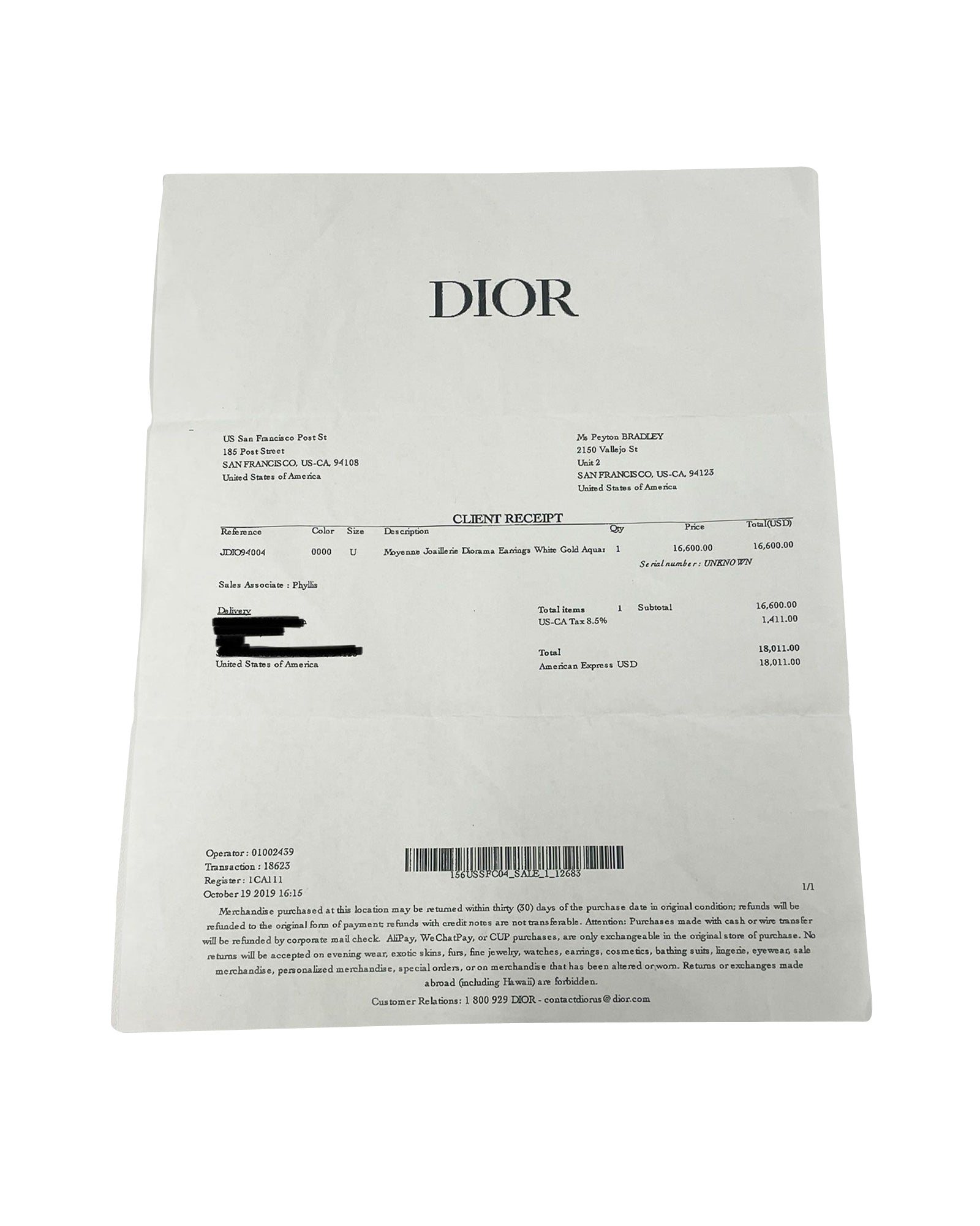 Dior Moyenne Joaillerie Diorama Diamond drop Earrings in 18k White Gold 0.8 CTW