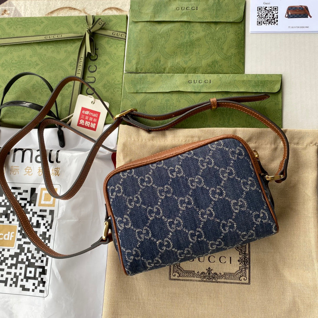 Glami OphiGLAMIa Glami Mini Bag Dark Blue And Ivory Eco Washed Organic Glami Jacquard Denim For Women 7in/17.5cm Glami 517350 2KQGlami 8375