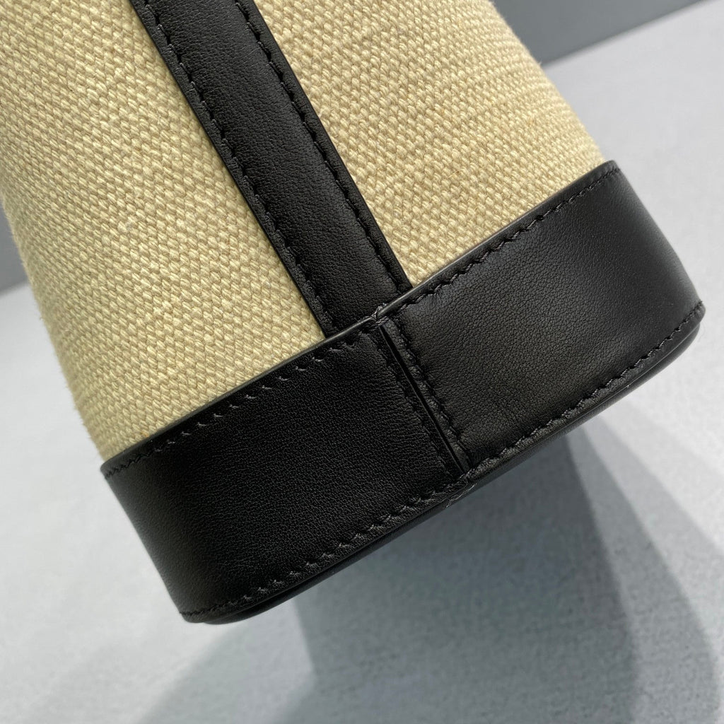 GLAMI Small Bucket Cuir Triomphe In Textile Beige/Black For Women 9in/22cm