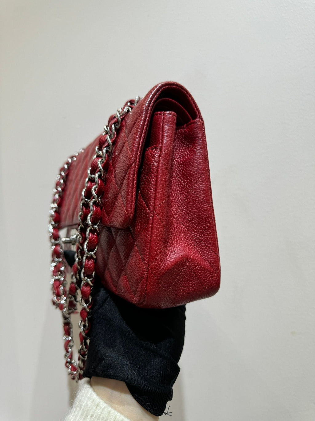 Preloved Chanel Classic Flap CF Medium Bag red 107784