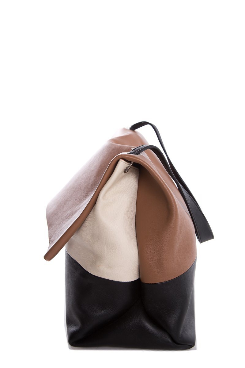 CÃƒÆ’Ã‚Â©line Ivory, Brown & Black Leather All Soft Tote