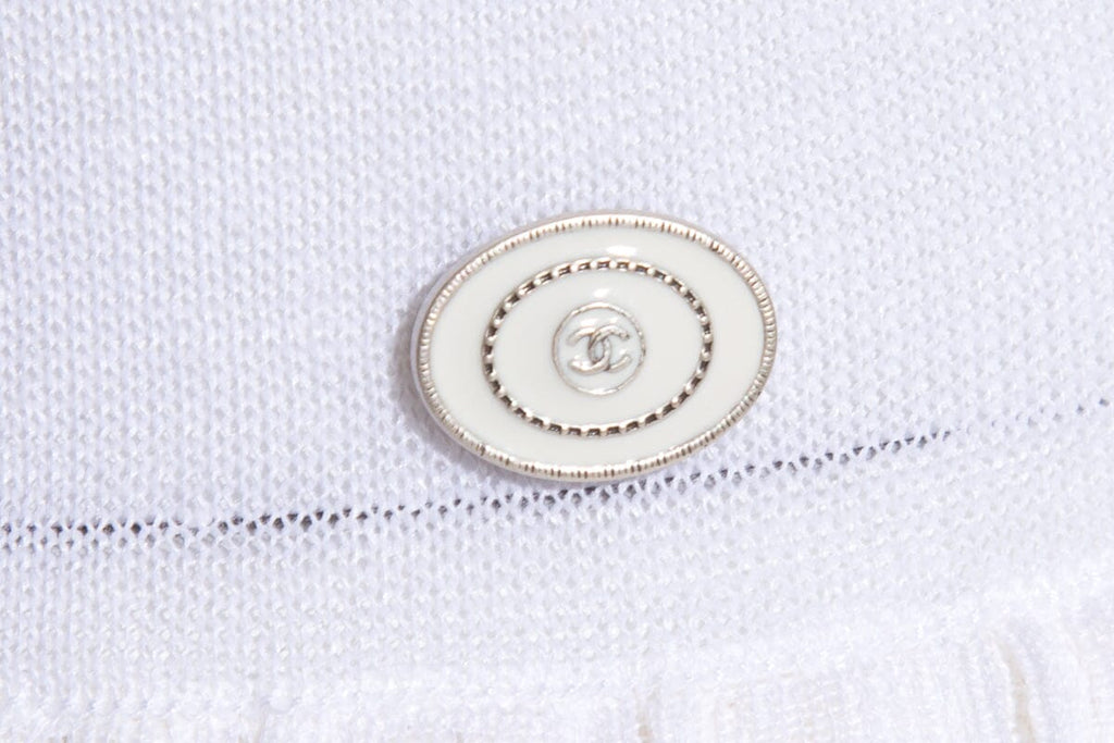 Chanel White Pleated Knit Dress SZ 38