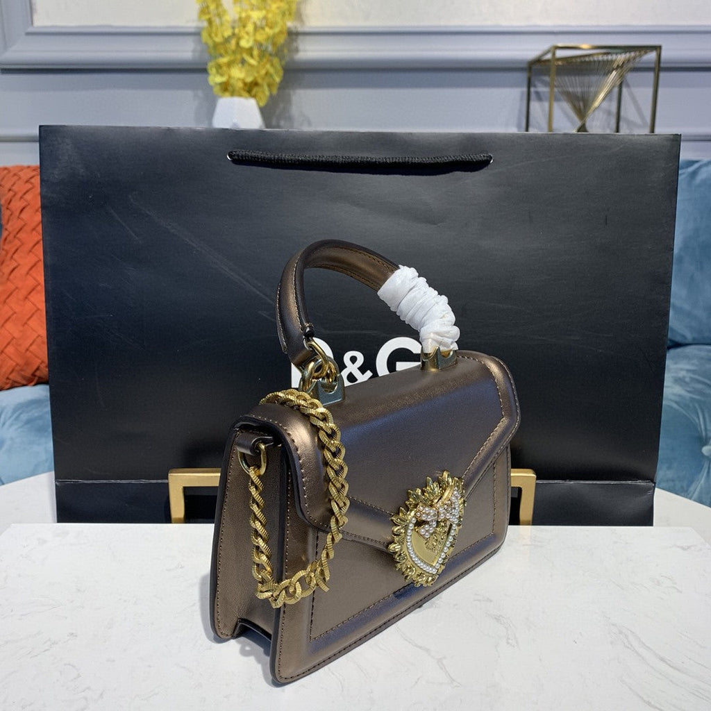 DG Small Devotion Bag In Mordore Nappa Antique Brass For Women 7.5in/19cm DG