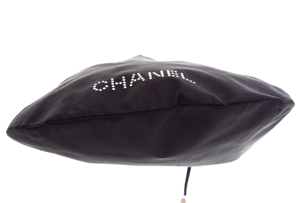 Chanel Black Satin & Pearl Stud Detail Handbag