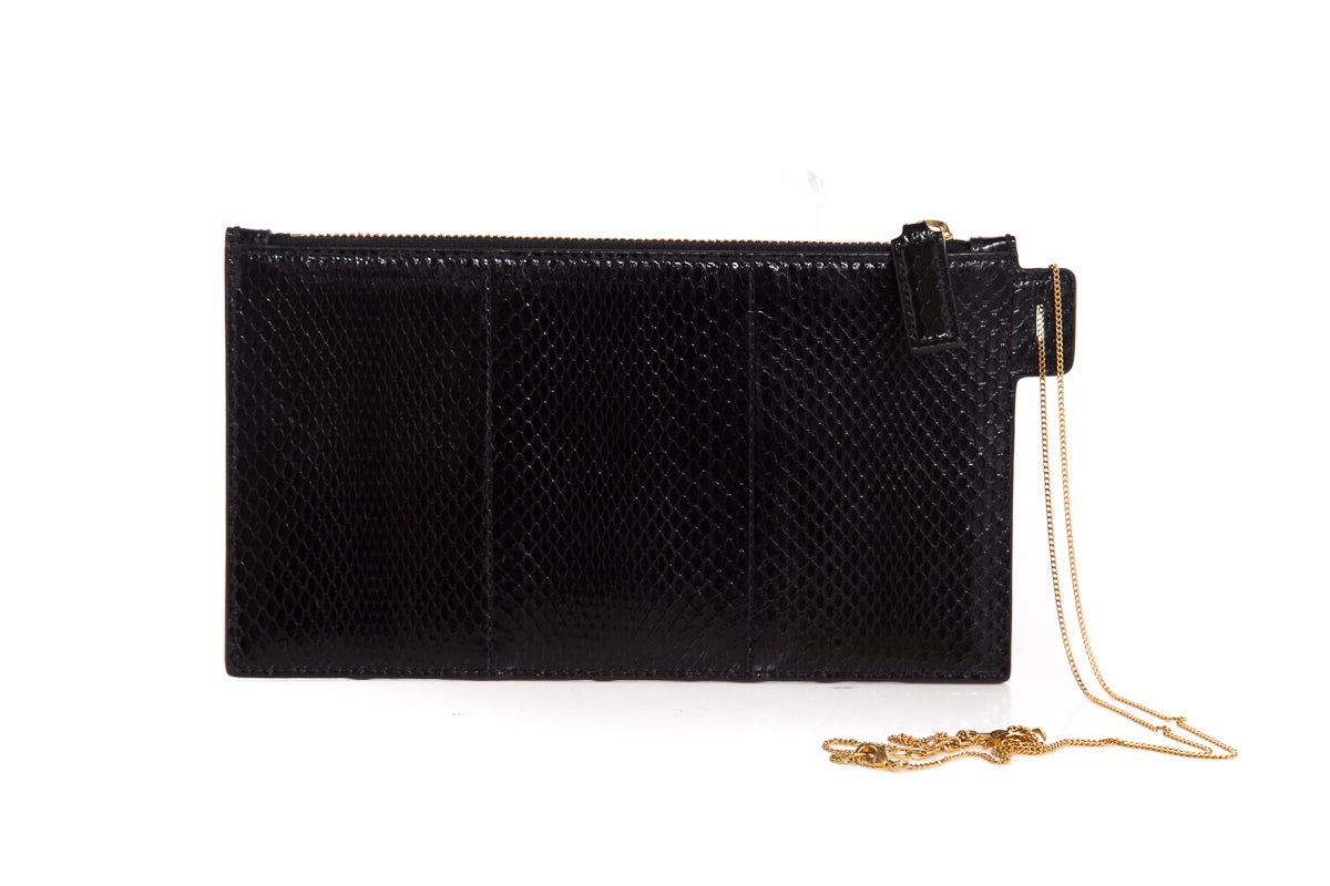 Saint Laurent Black Pouch with Gold Chain