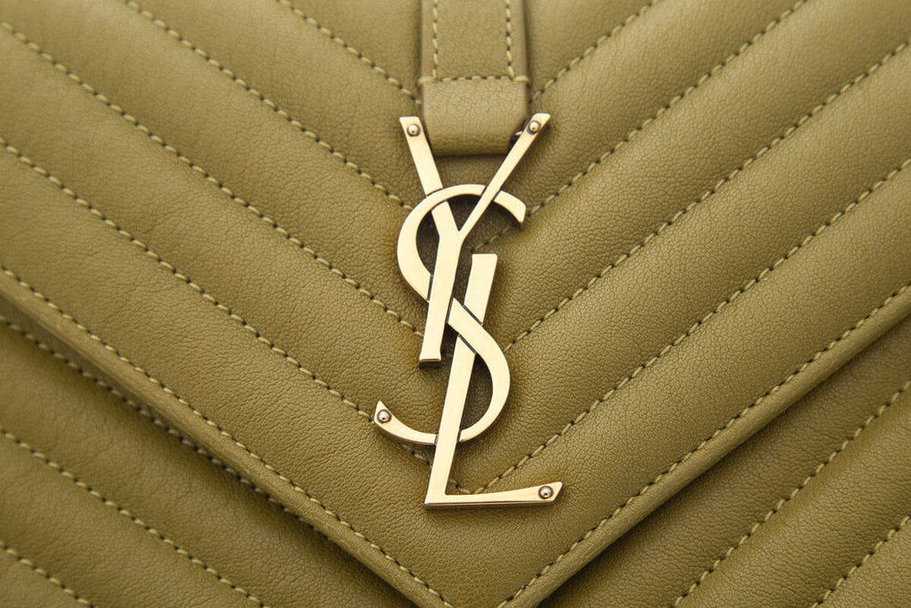 Saint Laurent Green College Chain Quilted Handbag