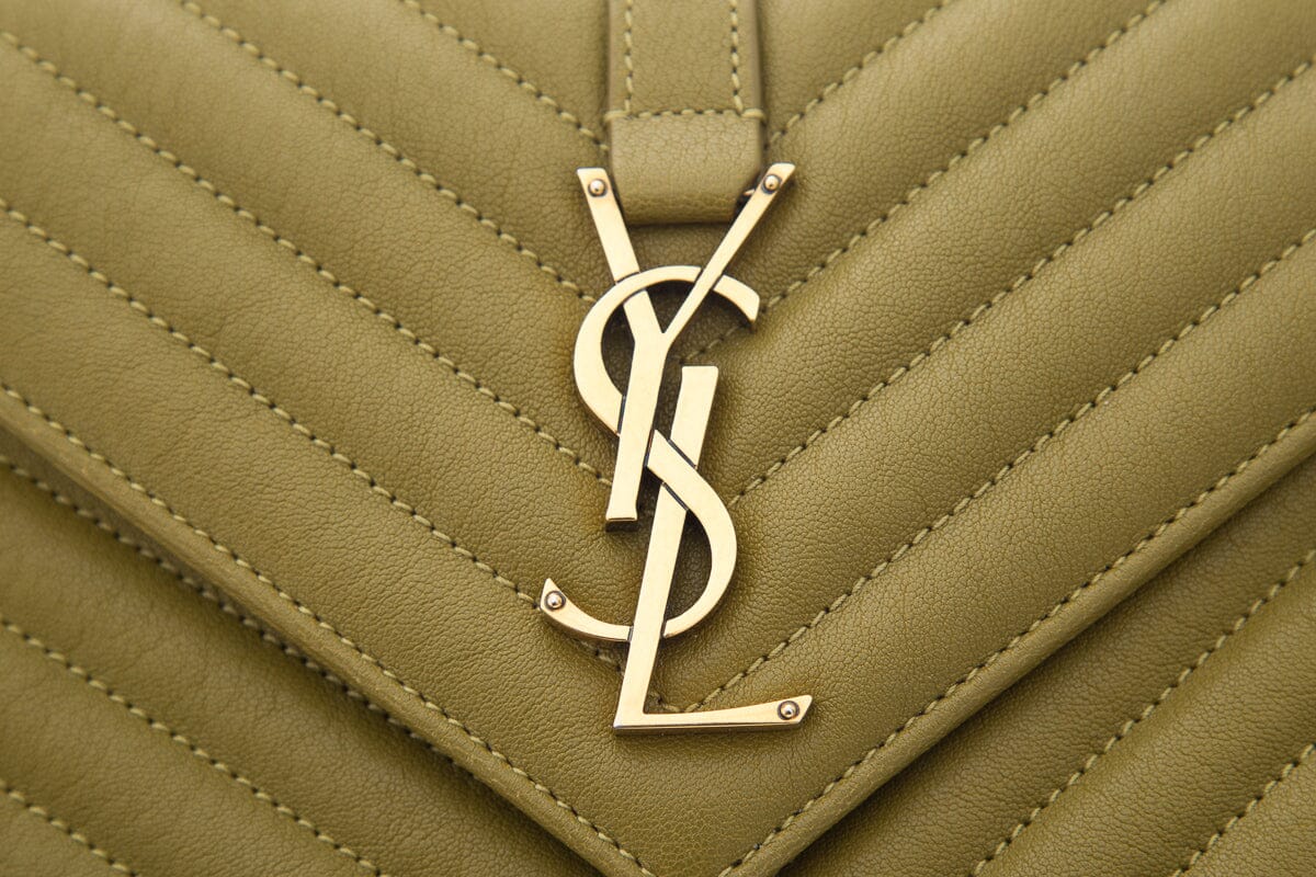 Saint Laurent Green College Chain Quilted Handbag