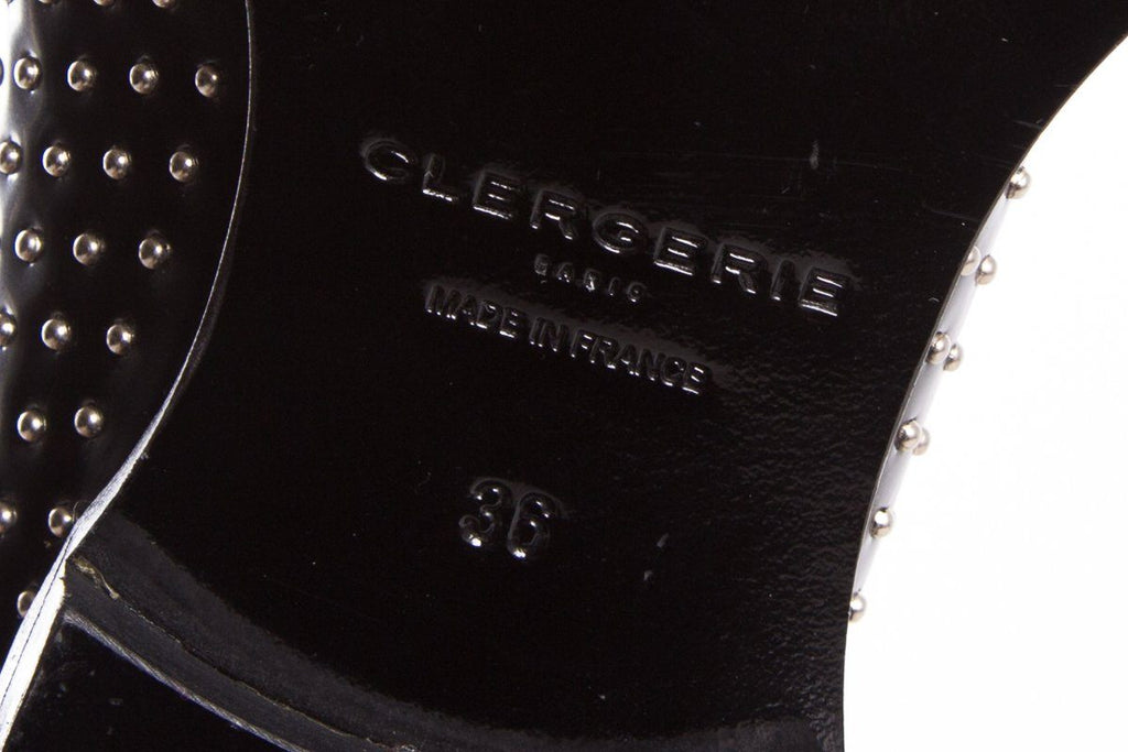 Clergerie Black Studded Mules SZ 36