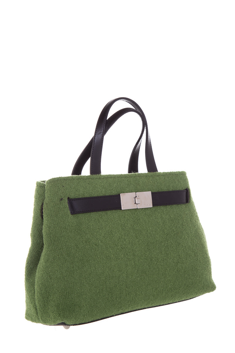 Furla Vintage Lime Green Wool Handbag