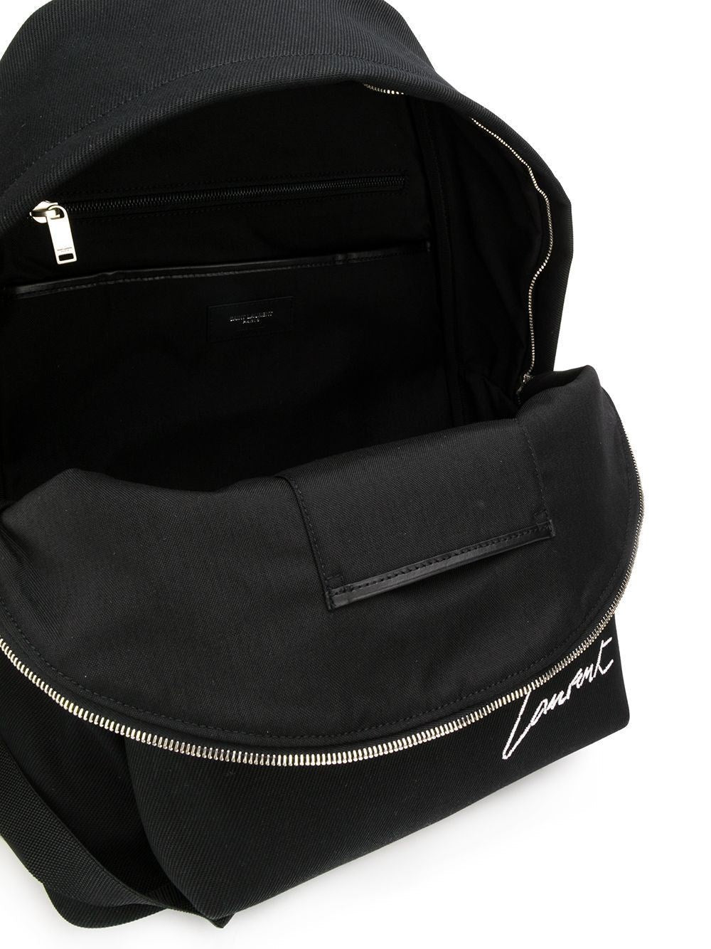 Saint Laurent Men Embroidered City Backpack In Canvas