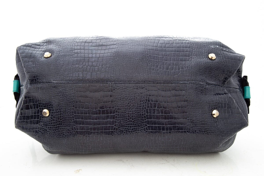 Lanvin Navy Alligator Shoulder Bag