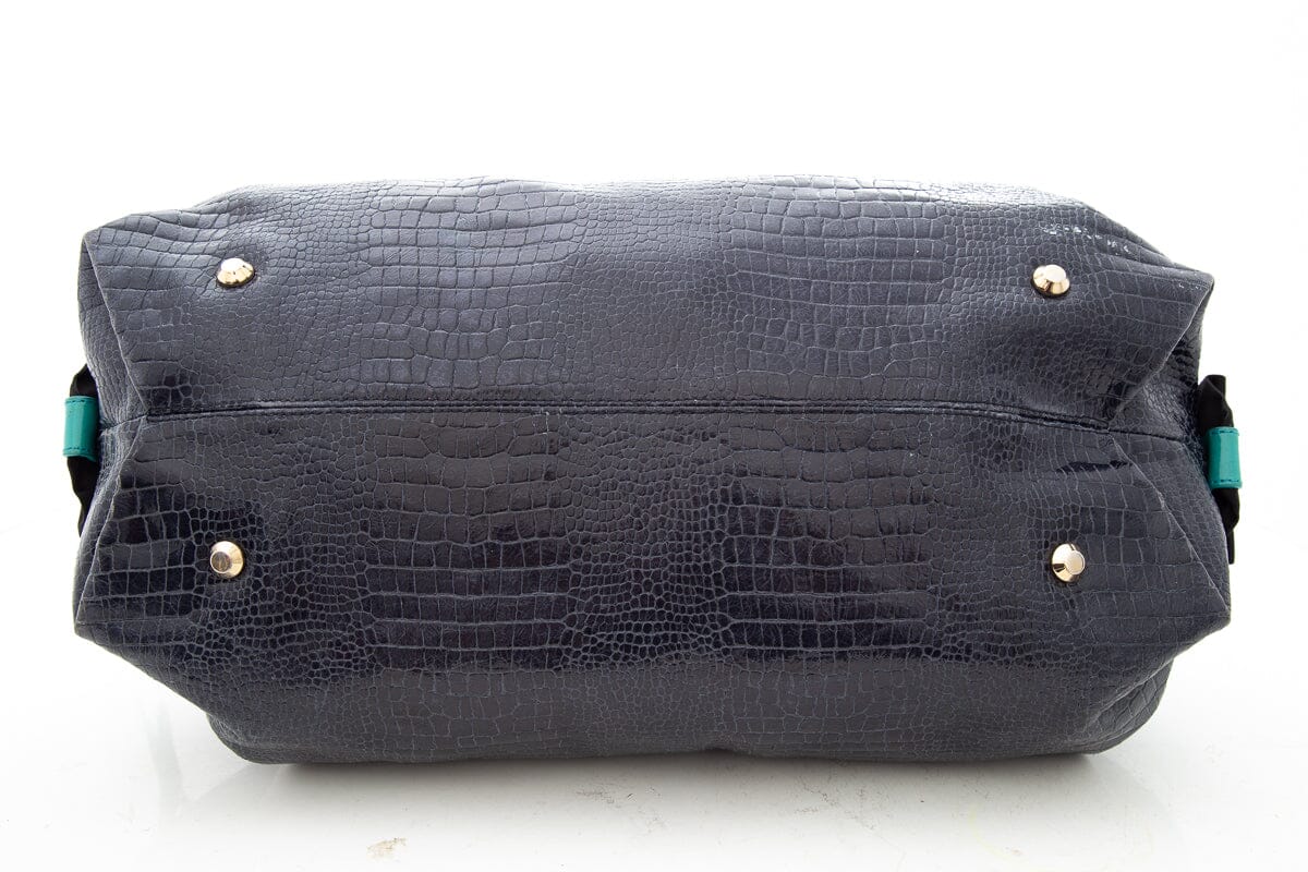 Lanvin Navy Alligator Shoulder Bag