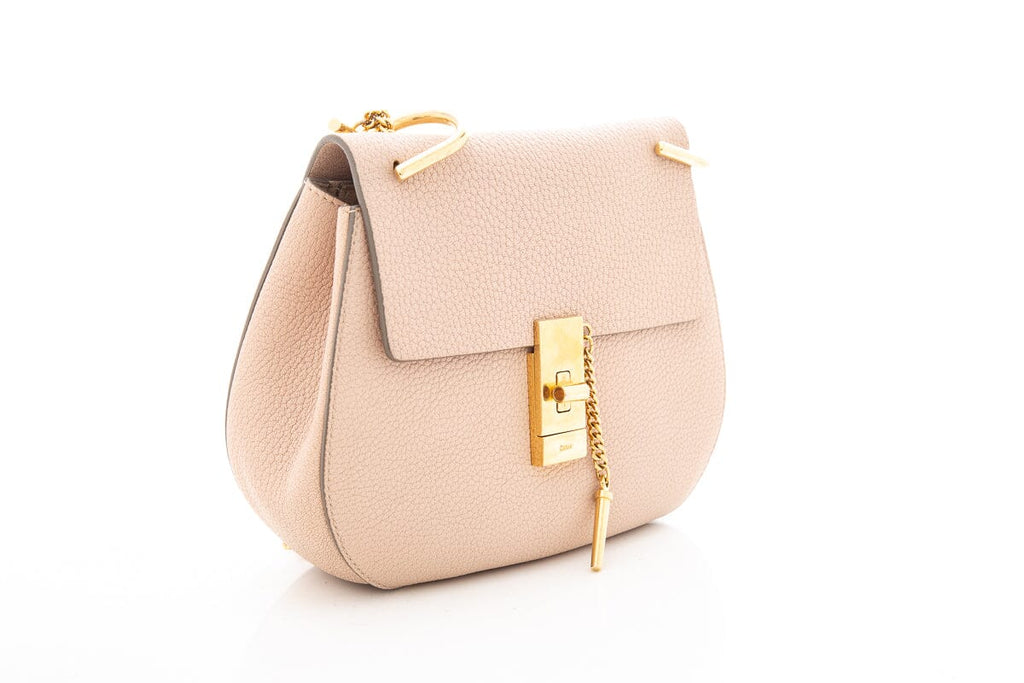Chloe Pink Grained Lambskin Drew Shoulder Handbag