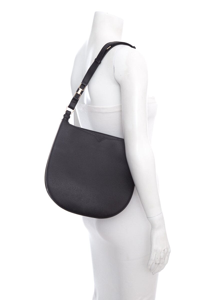 Valextra Black Weekend Medium Hobo Handbag