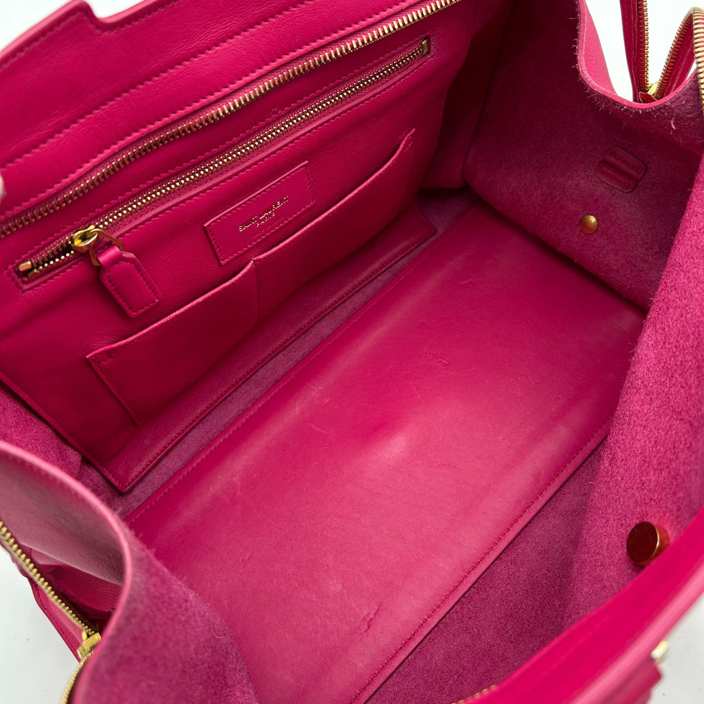 SAINT LAURENT Calfskin Small Monogram Cabas Fuchsia LA15533