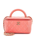 CHANEL Charming Handle Vanity Case with Chain Quilted Lambskin Small