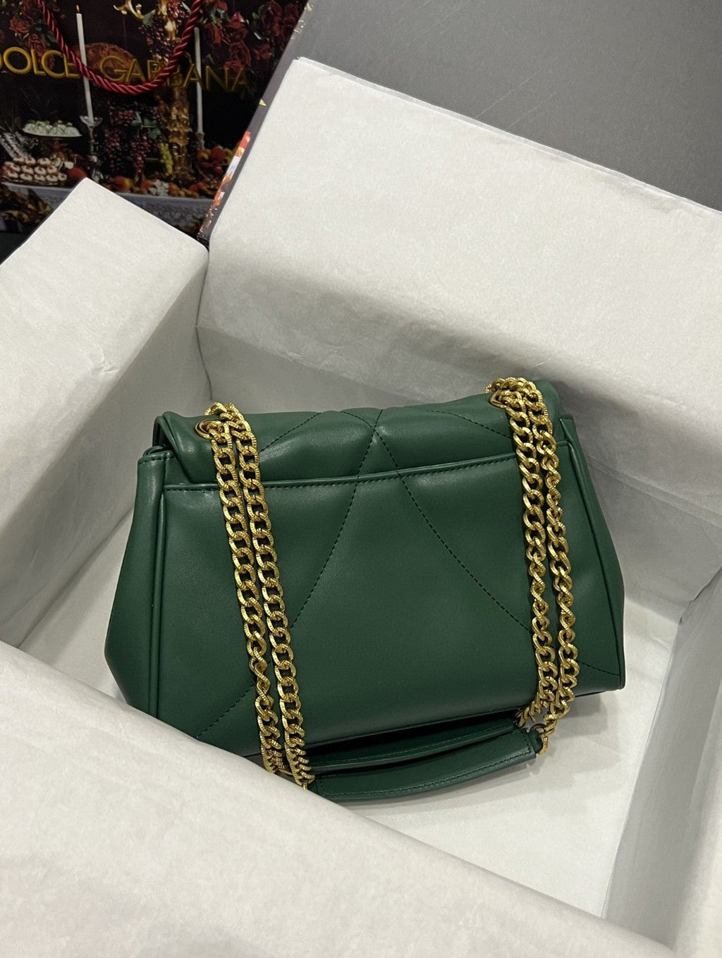 GLAMI Large Devotion Shoulder Bag In Quilted Nappa Green For Women 11.4in/29cm GLAMI