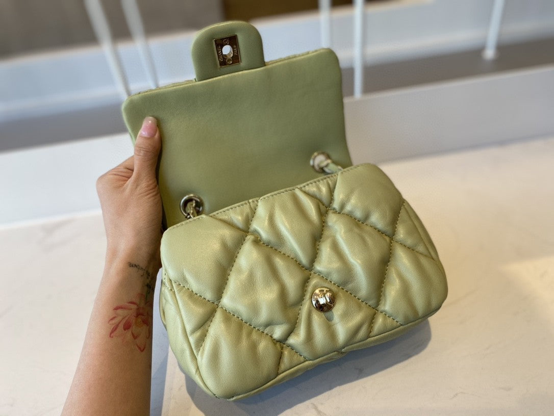 CHLSmall GlamIap Bag Gold Hardware Green For Women Handbags, Shoulder Bags 7.5in/19cm AS2232