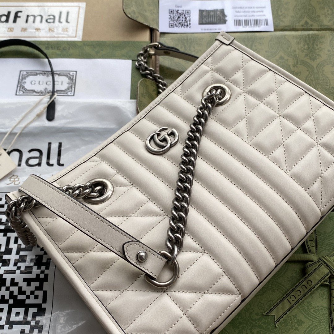gg Marmont Small Tote Bag White Matelasses For Women 10.4in/26.5cm gg