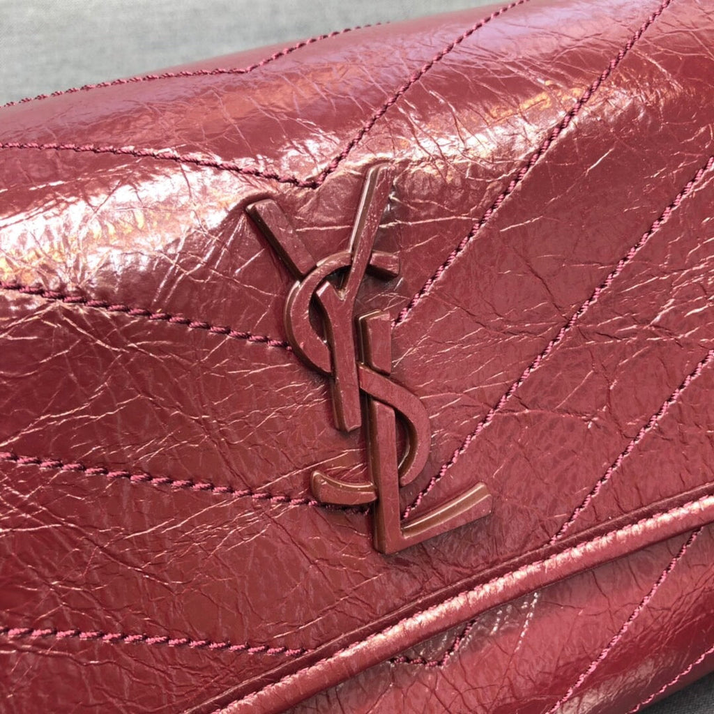 GLAMI Niki MeGLAMIum Crinkled Shoulder Bag Burgundy For Women 11in/28cm YSL