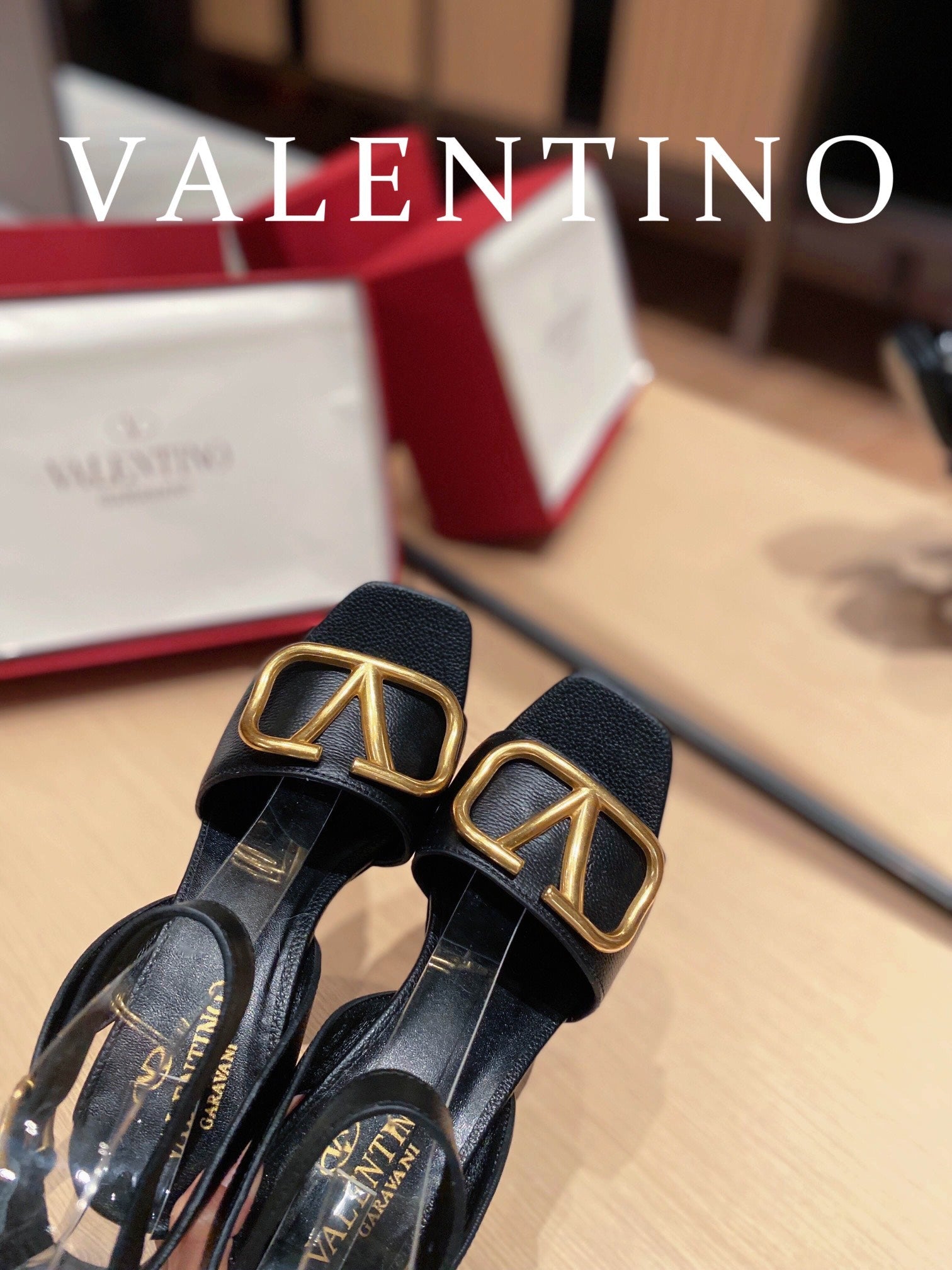 Valentino Garavani Strap Heeled Sandals With V Logo Signature EmbellisGLAMIent Black For Women