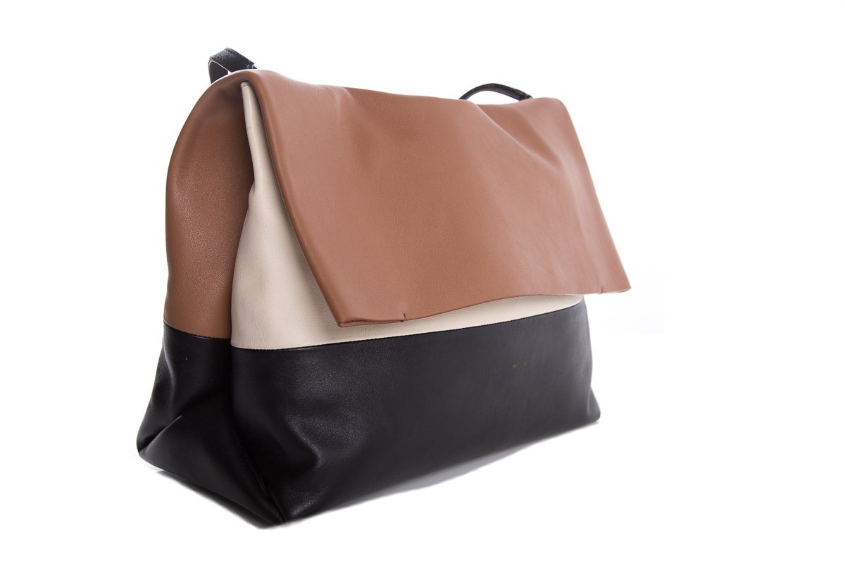 CÃƒÆ’Ã‚Â©line Ivory, Brown & Black Leather All Soft Tote