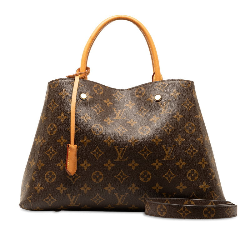 Louis Vuitton Monogram Montaigne MM Handbag 2WAY M41056 Brown PVC Leather  Louis Vuitton