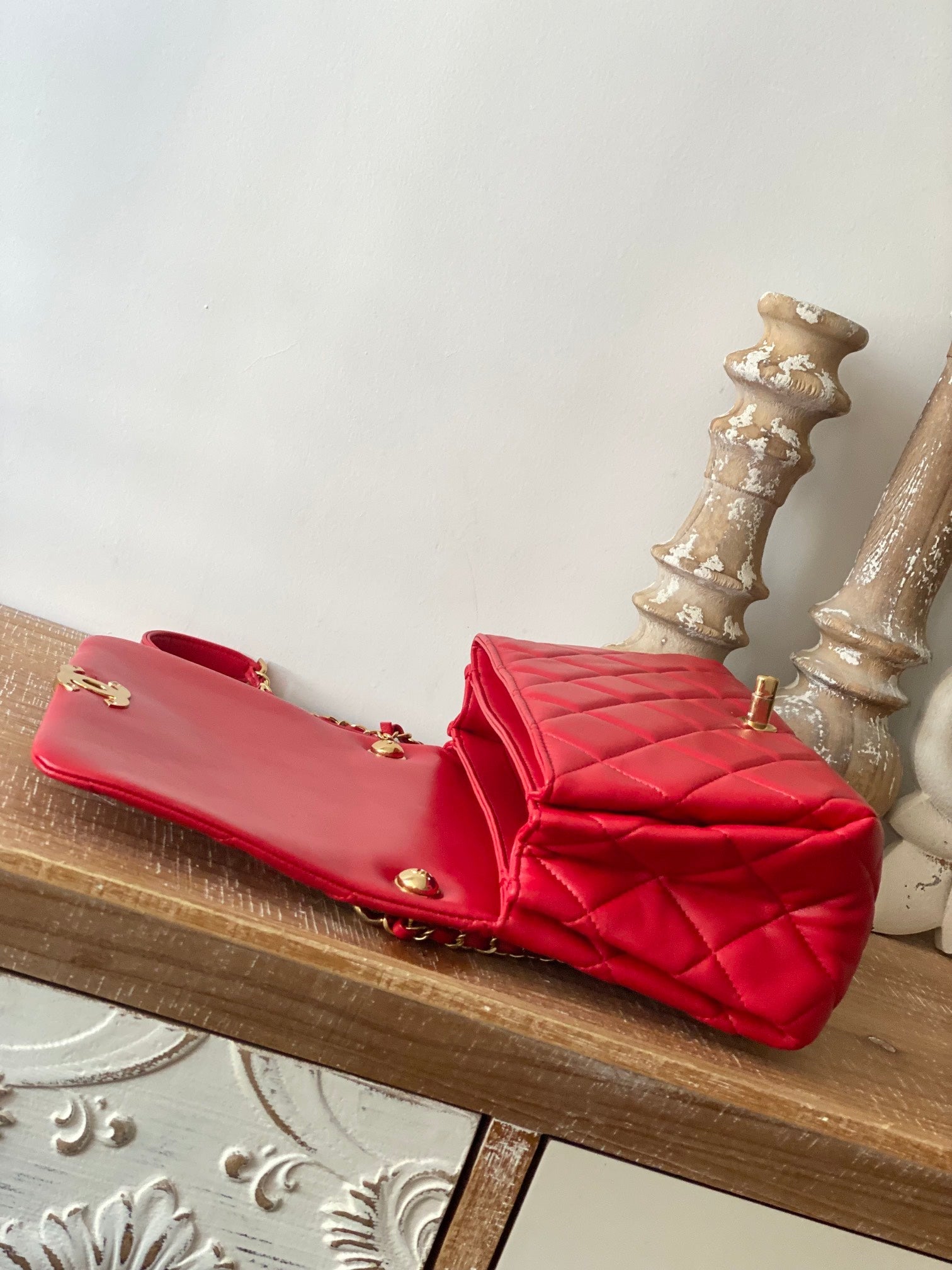 CHLLarge Flap Red Bag For Women 23cm/9in