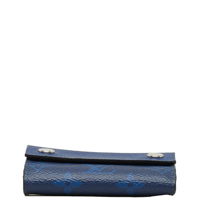 Louis Vuitton Monogram Taiga Dialovery Three Fed Wallet Compact Wallet M67620 Cobalt Blue PVC Leather Men LOUIS VUITTON