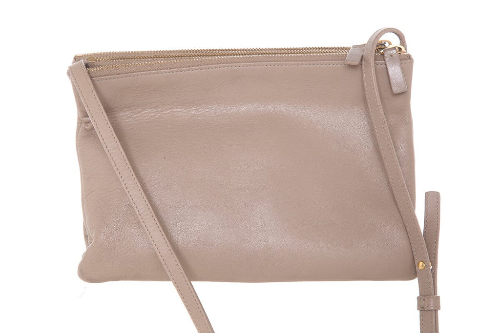 Celine Lambskin Taupe Tri Pouch Cross-Body